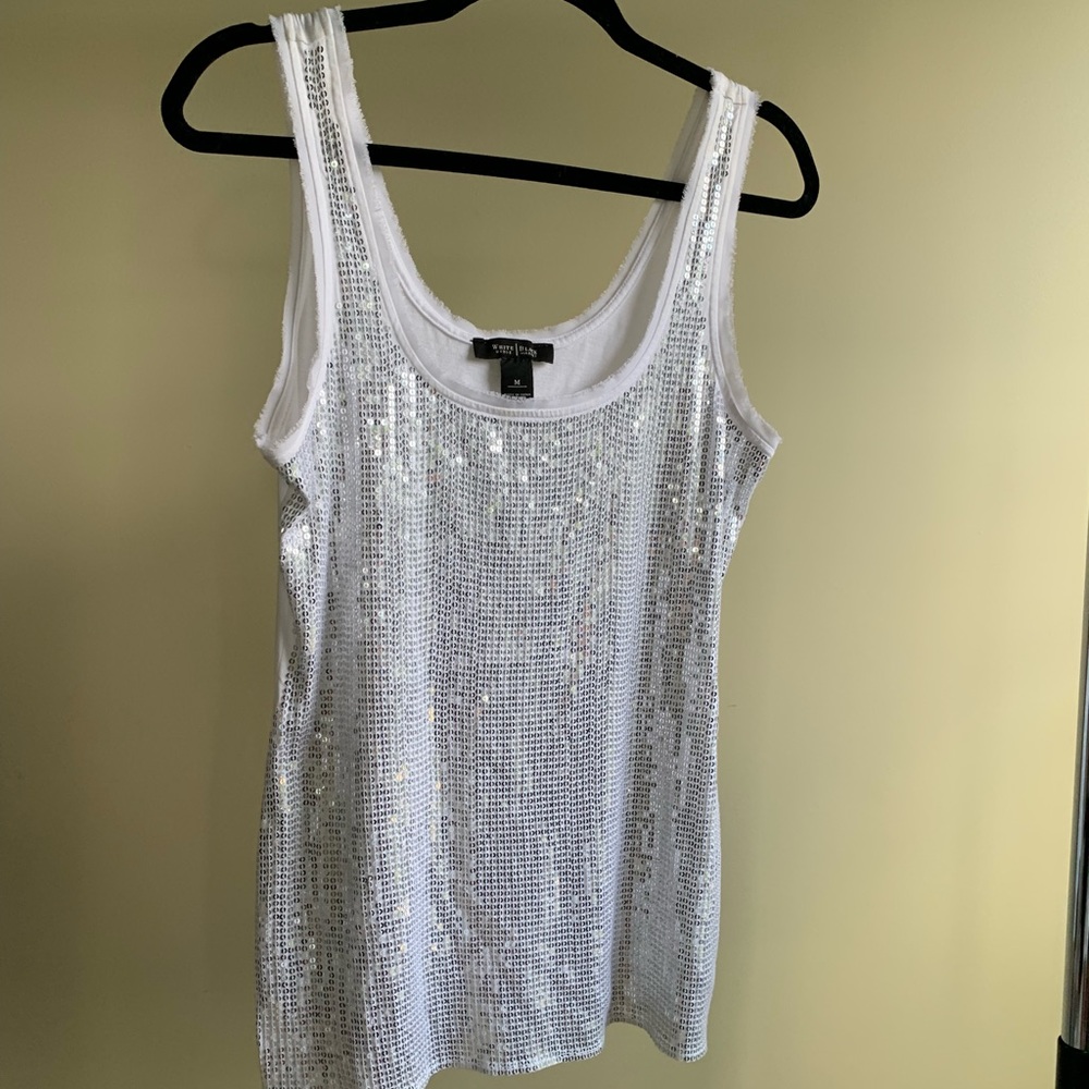 White sequin tank top